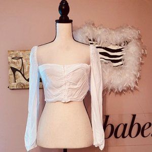Long sleeve button down crop top